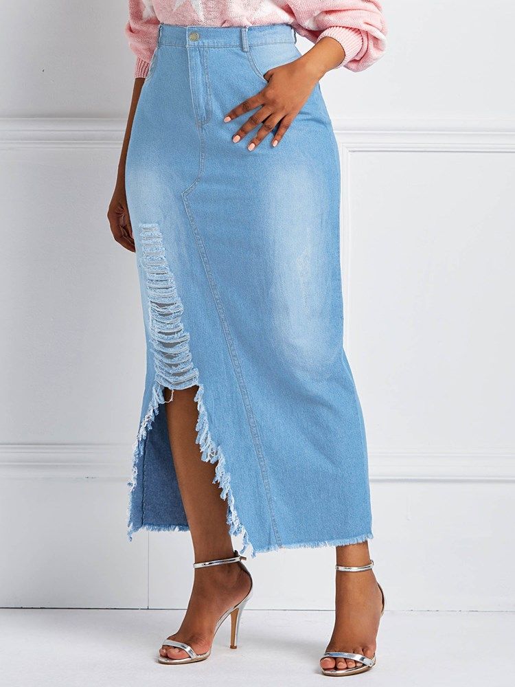 Bodycon Ripped Pockets Damkjol
