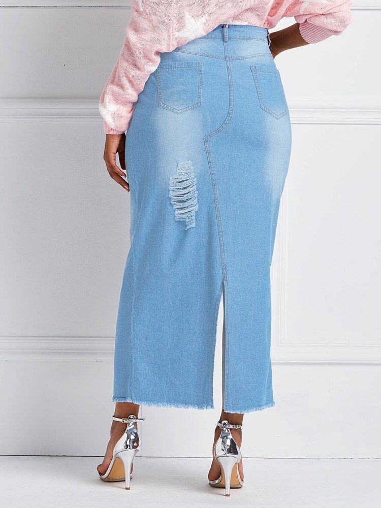 Bodycon Ripped Pockets Damkjol