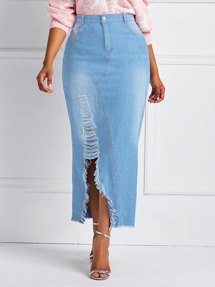 Bodycon Ripped Pockets Damkjol