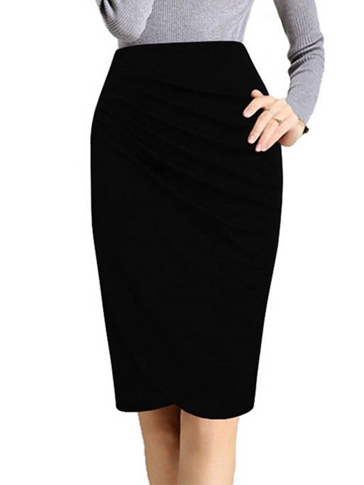 Hög Midja Veckad Bodycon Damkjol