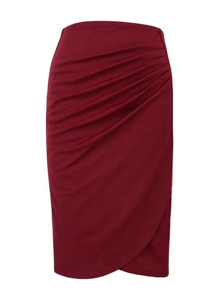 Hög Midja Veckad Bodycon Damkjol
