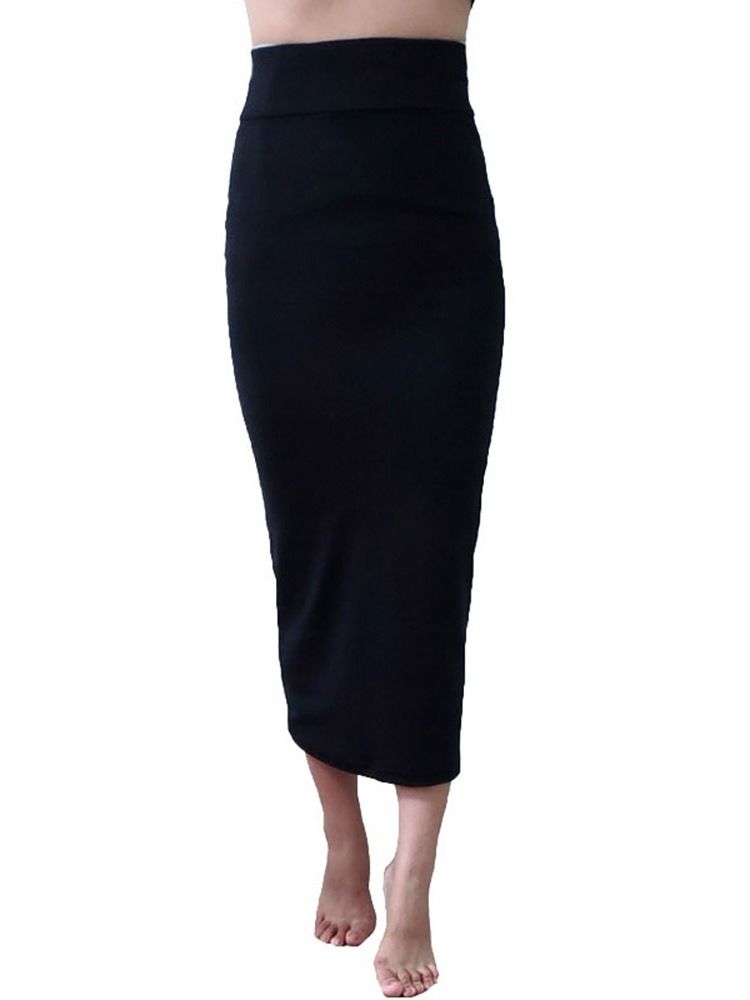 Mid-Calf Bodycon Vanlig Sexig Kjol