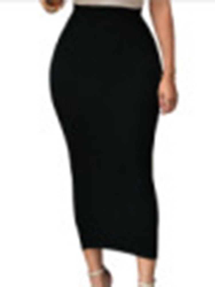 Mid-Calf Bodycon Vanlig Sexig Kjol