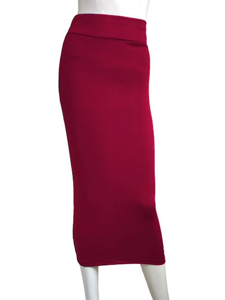 Mid-Calf Bodycon Vanlig Sexig Kjol