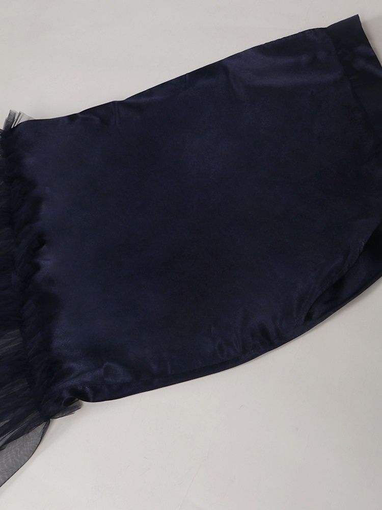 Mid-Calf Mesh Enkel Hög Midja Modekjol
