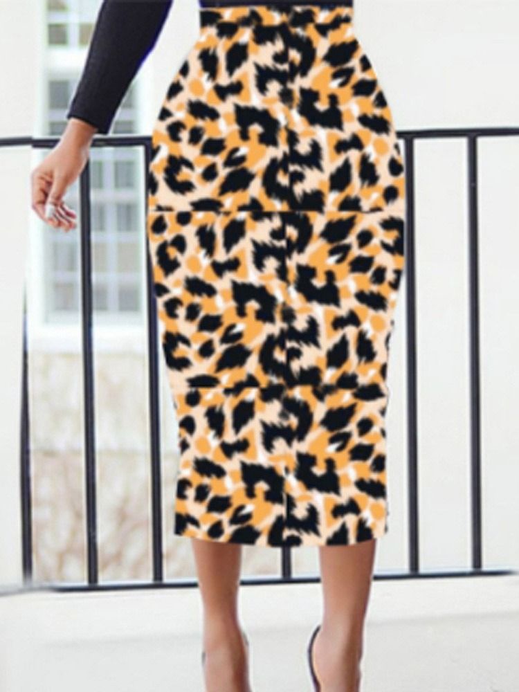 Pennskjol Mid-Calf Leopard Damkjol