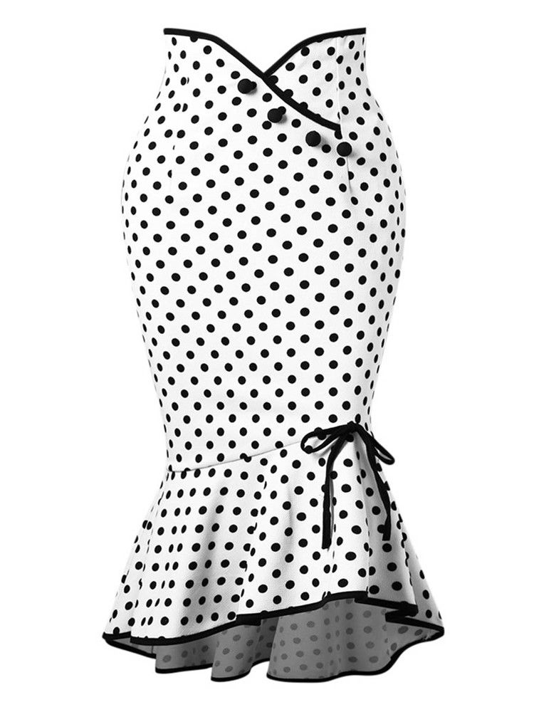 Polka Dots Bowknot Mermaid Damkjol