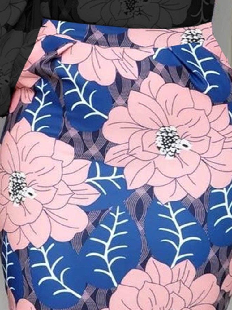 Print Mid-Calf Bodycon Fashion Blommig Kjol