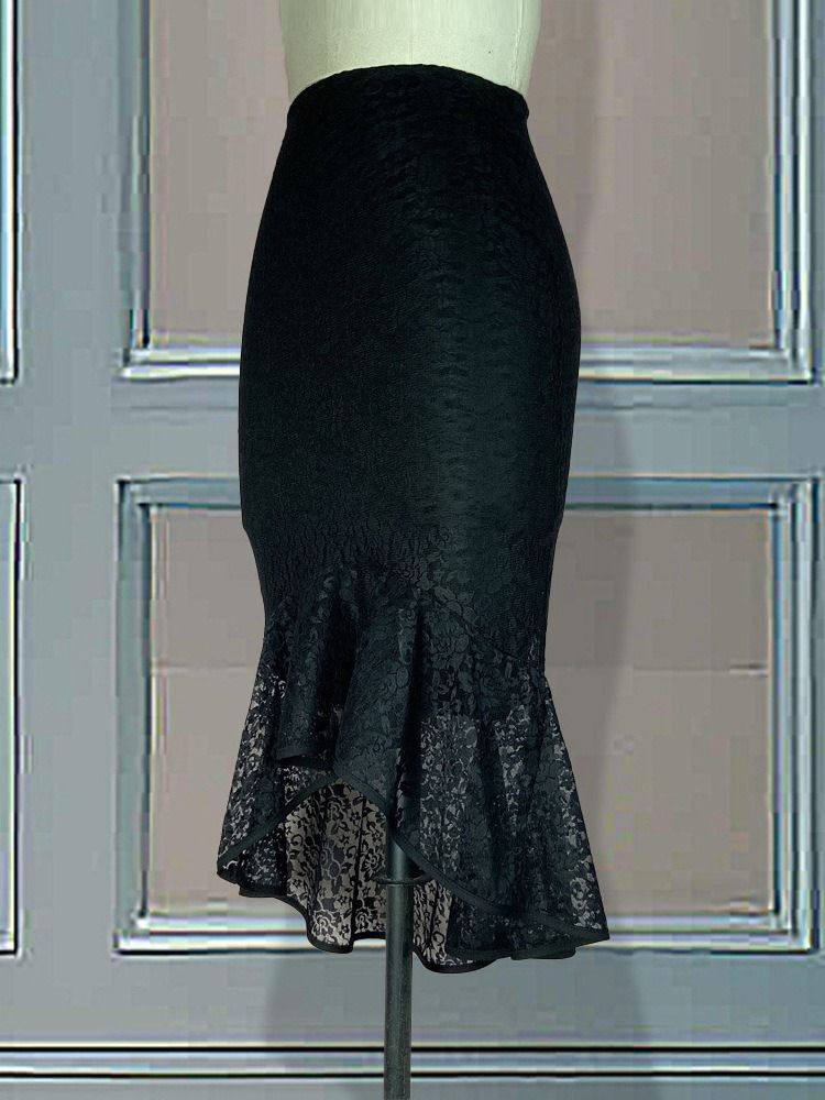 Vanlig Asymmetrisk Ankellång Fashion Bodycon-Kjol