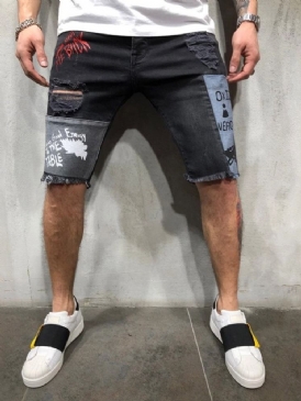 Button Color Block Mid Midja Dragkedja Herr Jeans