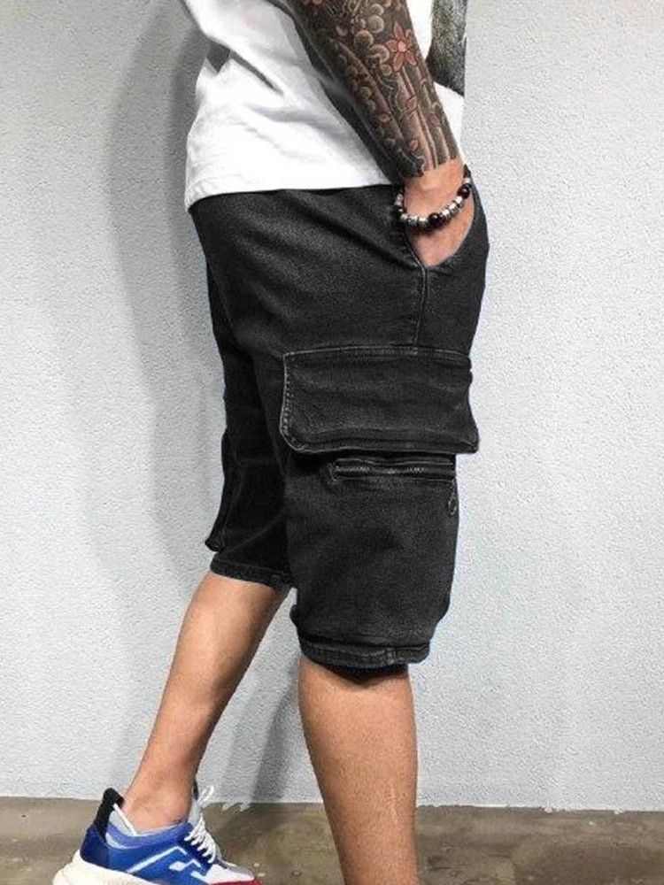 Casual Shorts För Män Med Raka Fickor