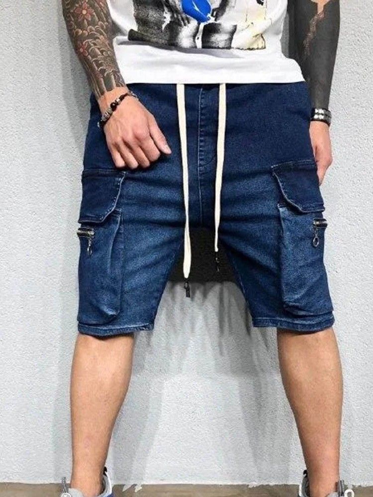 Casual Shorts För Män Med Raka Fickor