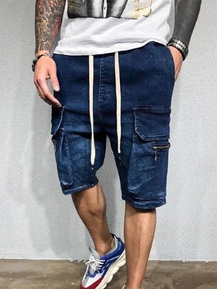 Casual Shorts För Män Med Raka Fickor