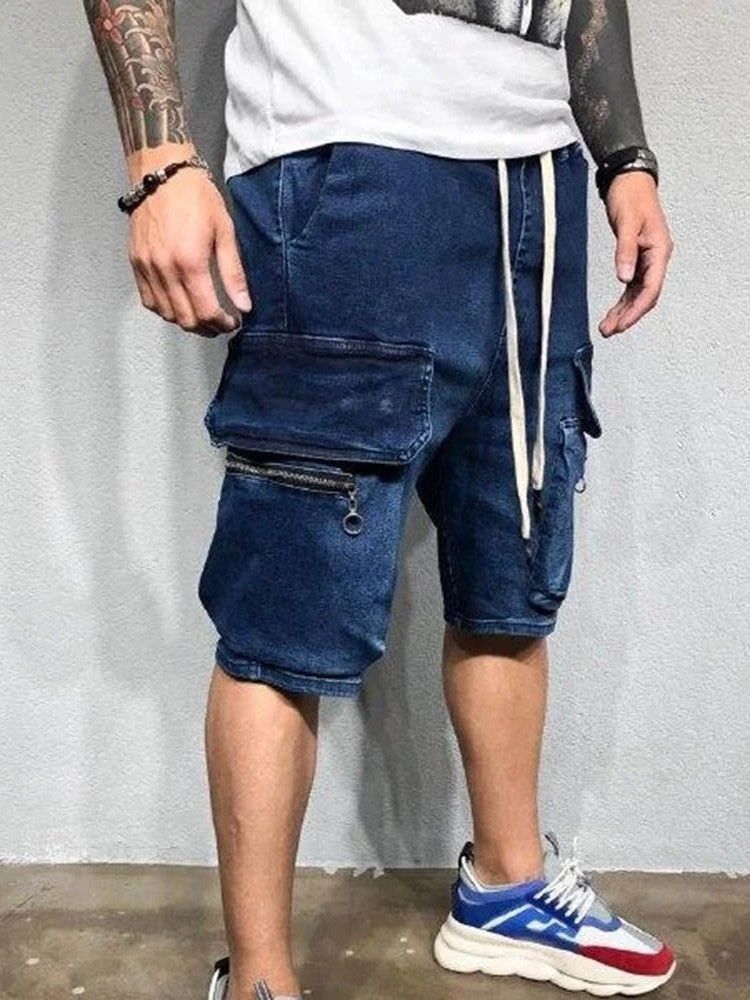 Casual Shorts För Män Med Raka Fickor