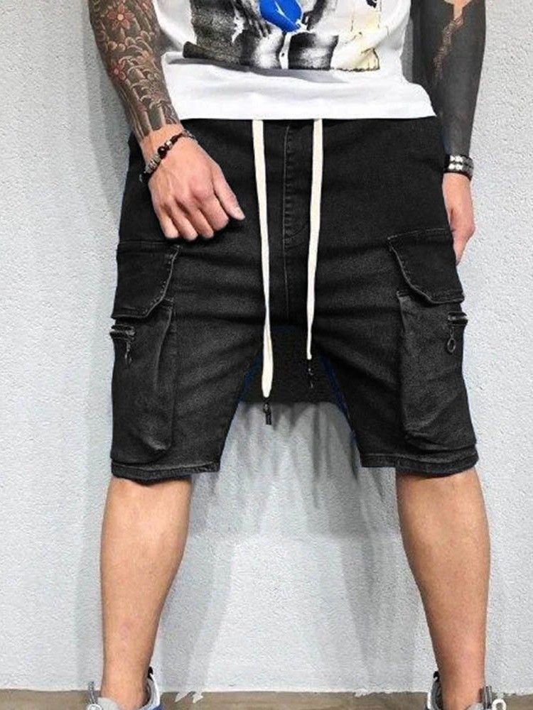 Casual Shorts För Män Med Raka Fickor