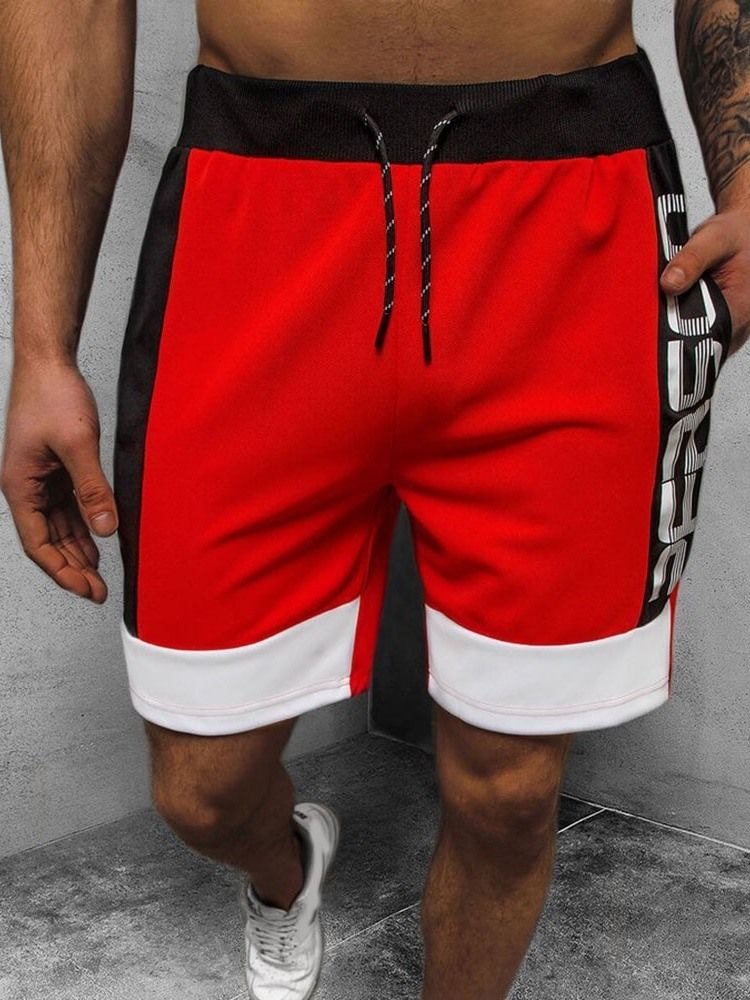Color Block Lace-Up Raka Lace-Up Män Casual Byxor