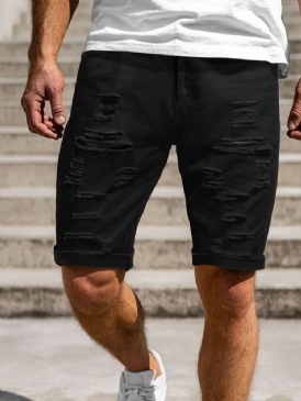 Enkelt Hål Dragkedja För Män Casual Shorts