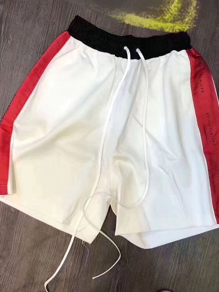 Färgblock Rak Snörning Casual Snörshorts För Män