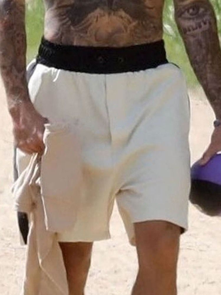 Färgblock Rak Snörning Casual Snörshorts För Män