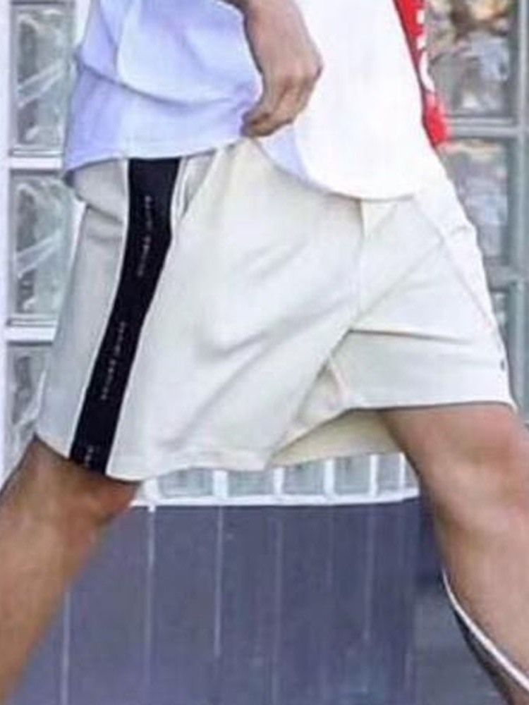 Färgblock Rak Snörning Casual Snörshorts För Män