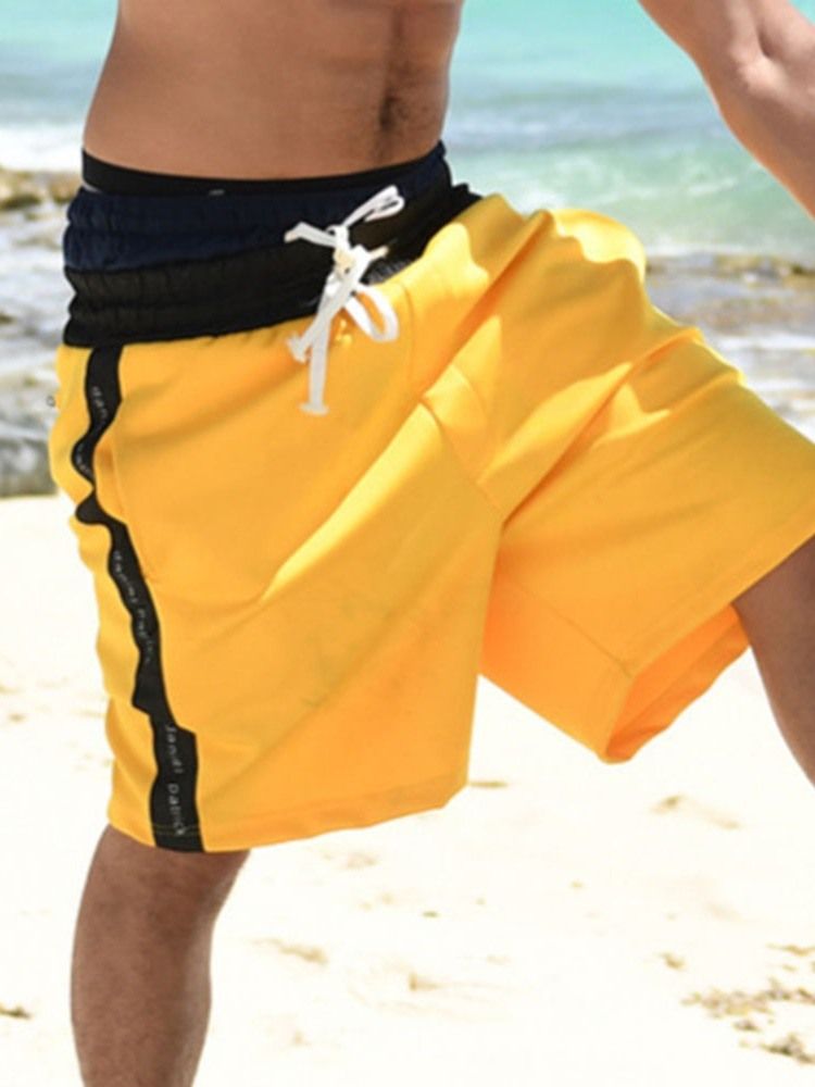Färgblock Rak Snörning Casual Snörshorts För Män