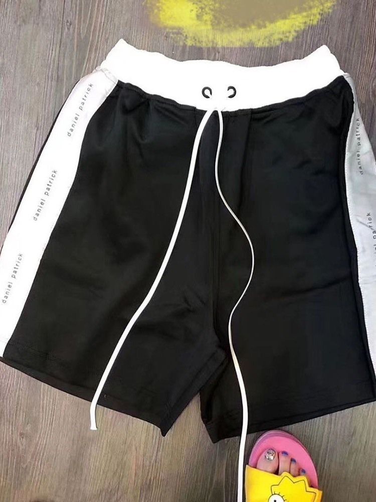 Färgblock Rak Snörning Casual Snörshorts För Män