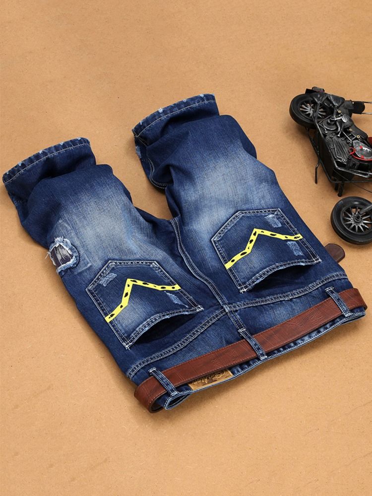 Holes Denim Slim Shorts För Män