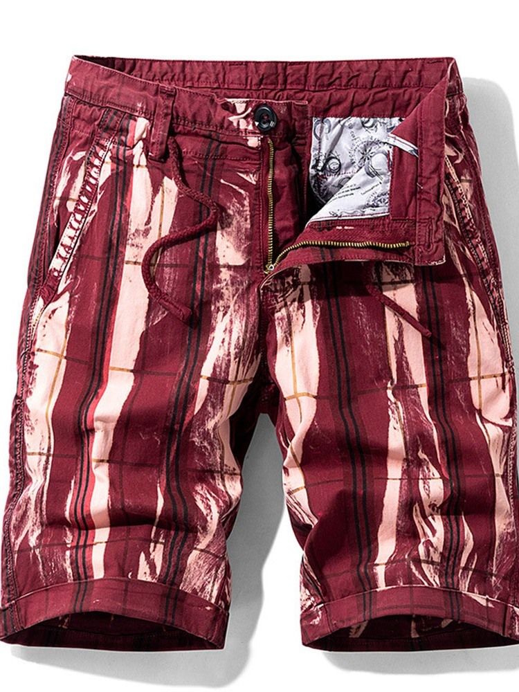 Korta Shorts Med Dragkedja I Mitten Av Midjan Med Rakt Tryck