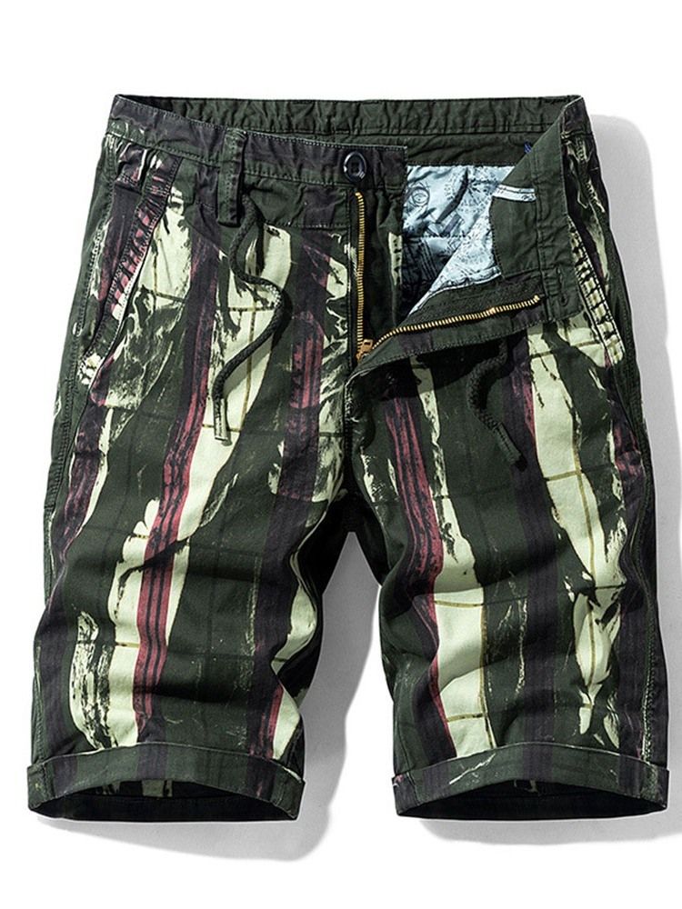 Korta Shorts Med Dragkedja I Mitten Av Midjan Med Rakt Tryck