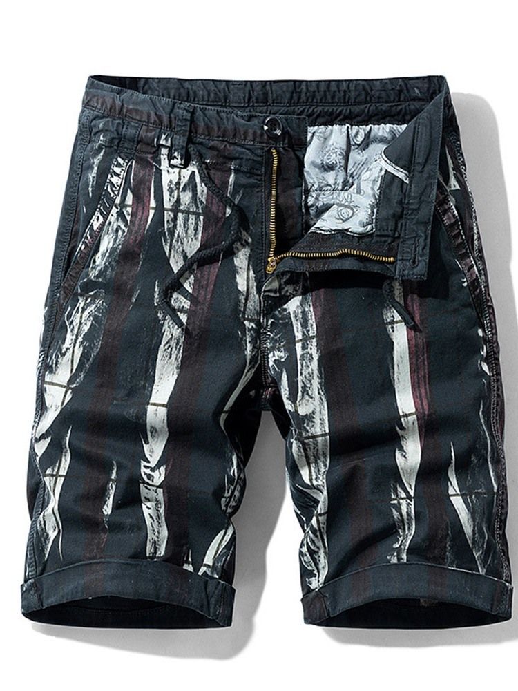 Korta Shorts Med Dragkedja I Mitten Av Midjan Med Rakt Tryck