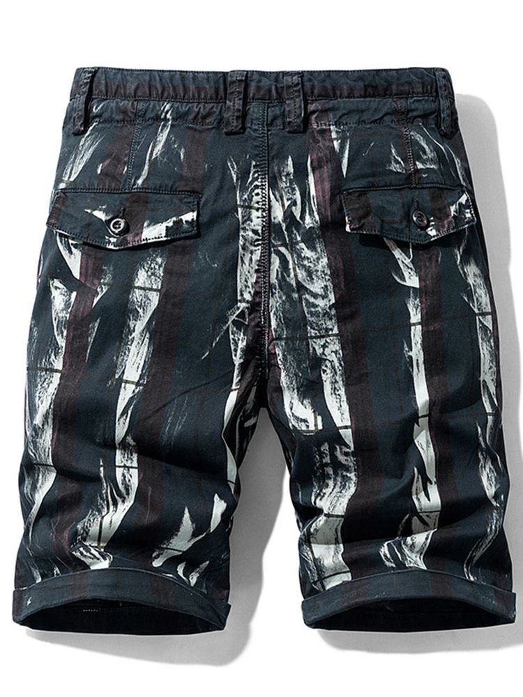 Korta Shorts Med Dragkedja I Mitten Av Midjan Med Rakt Tryck