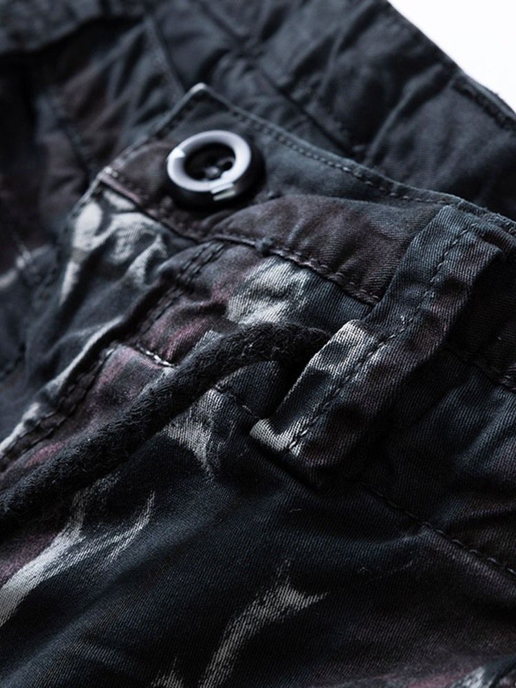 Korta Shorts Med Dragkedja I Mitten Av Midjan Med Rakt Tryck