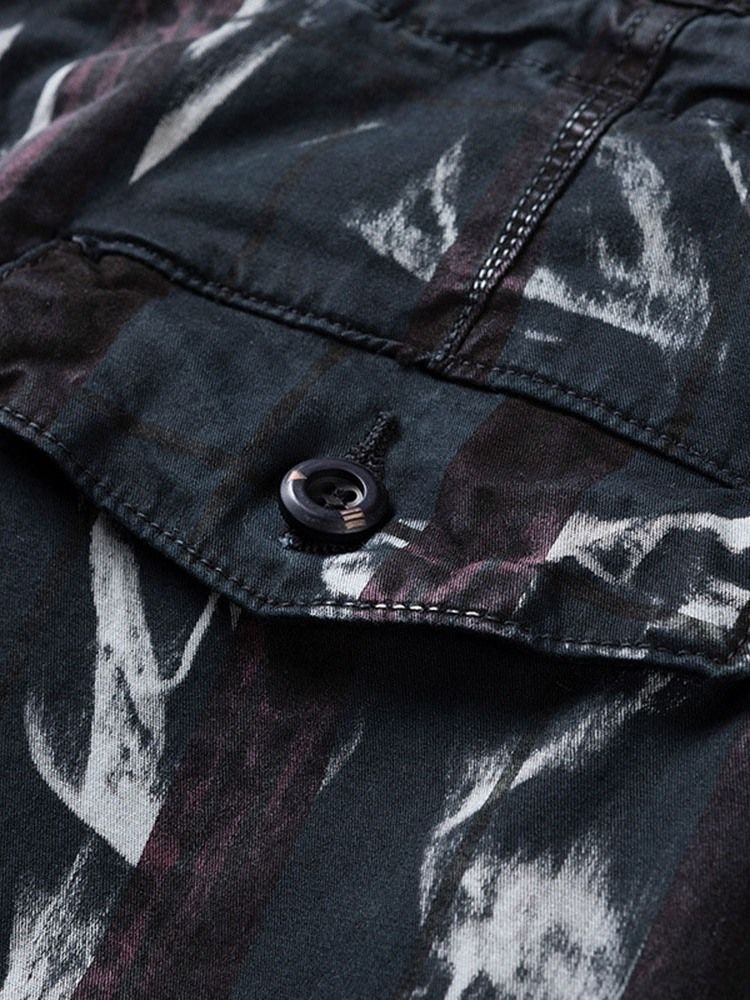 Korta Shorts Med Dragkedja I Mitten Av Midjan Med Rakt Tryck