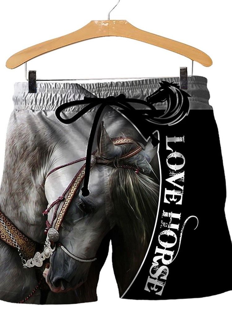 Lösa Patchwork Letter Herrshorts Med Snörning