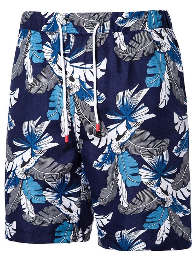 Print Plant Casual Lace-Up Casual Shorts För Män