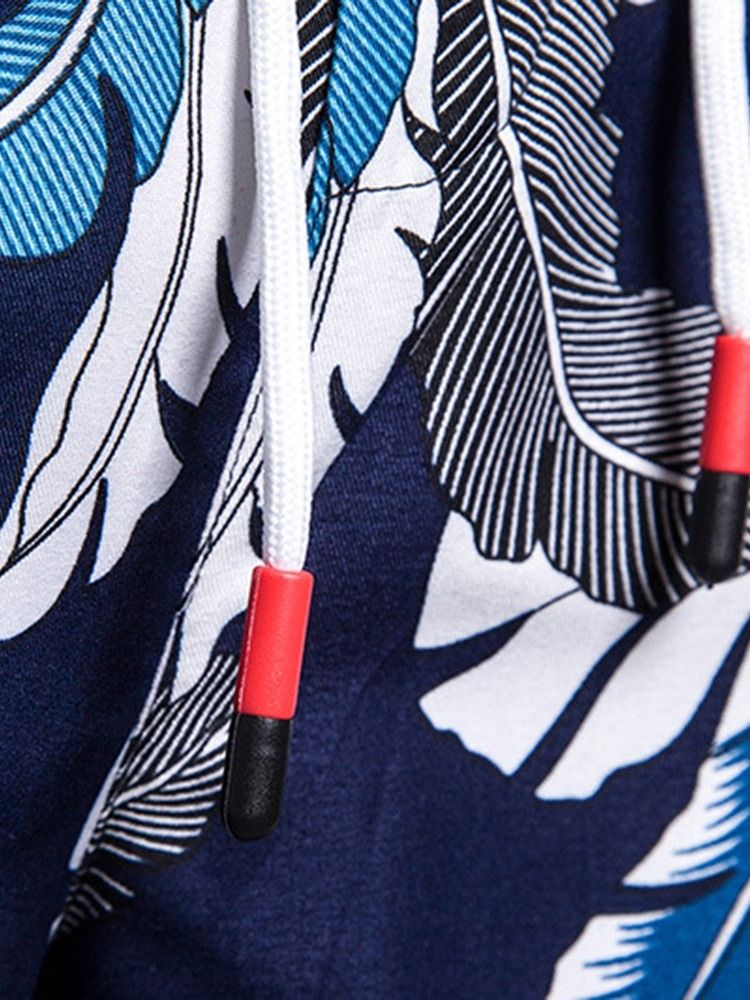 Print Plant Casual Lace-Up Casual Shorts För Män
