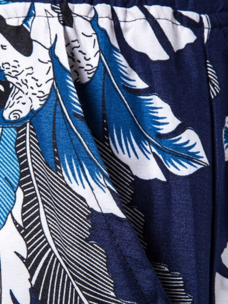 Print Plant Casual Lace-Up Casual Shorts För Män