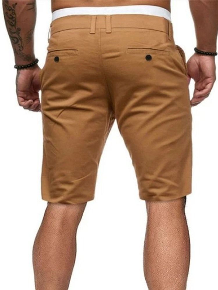 Rak Enfärgad Dragkedja För Män Casual Shorts