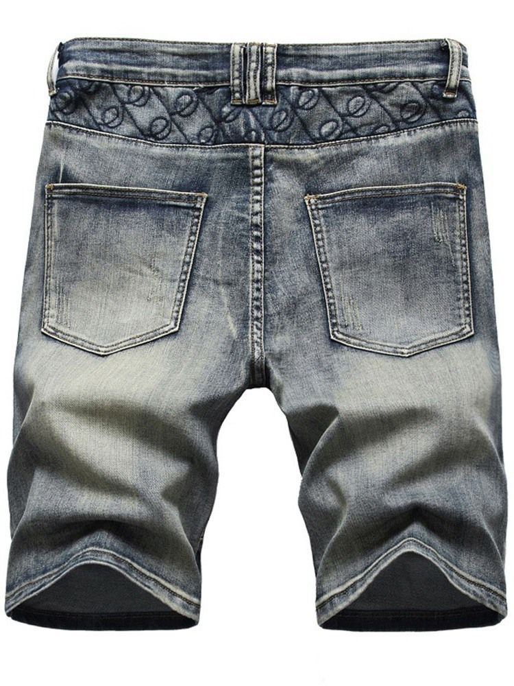 Rak Ficka Casual Zipper Jeansshorts För Män