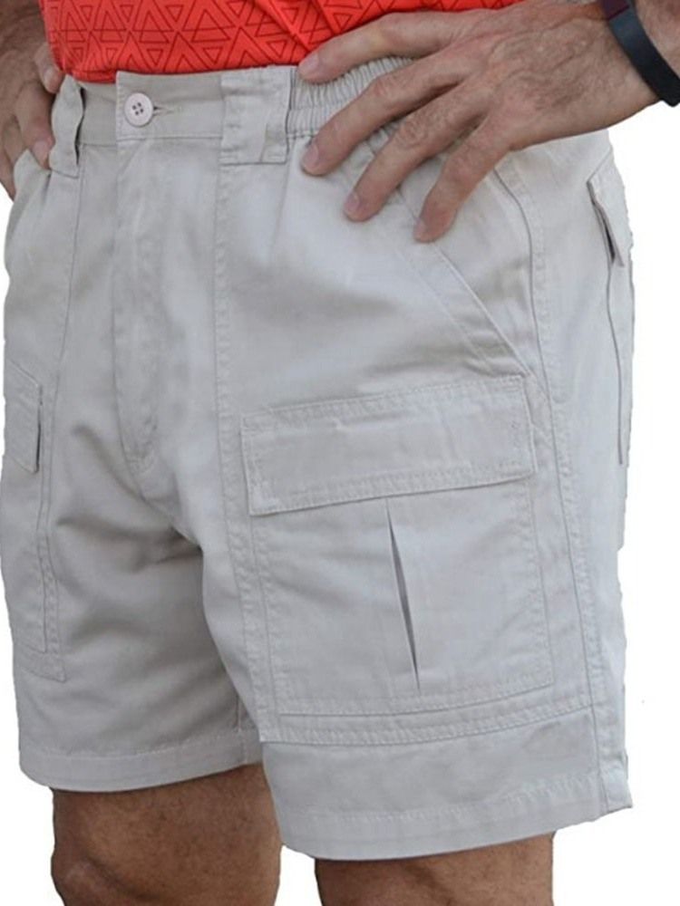 Rak Ficka Enfärgad Mäns Casual Zipper Shorts