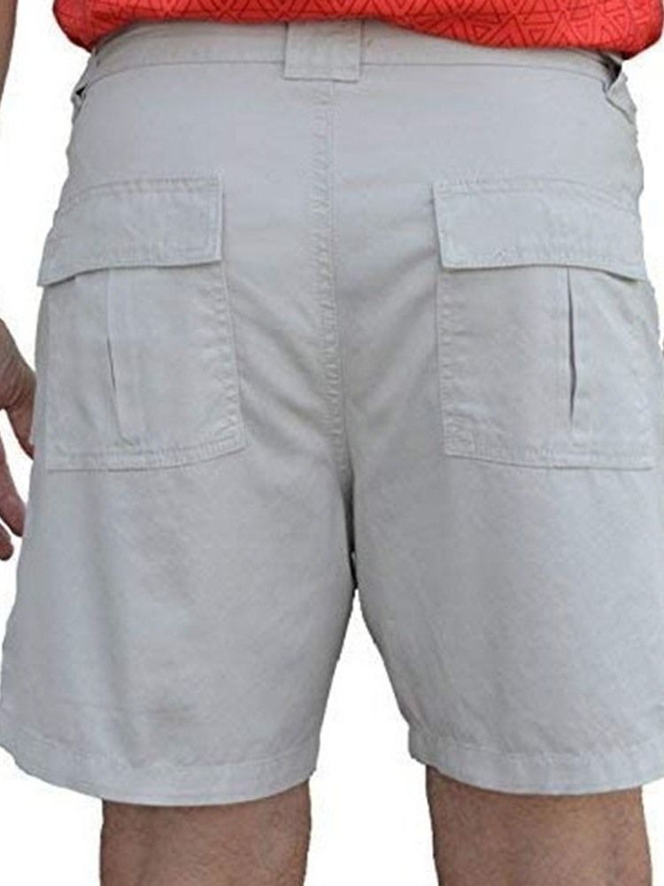 Rak Ficka Enfärgad Mäns Casual Zipper Shorts