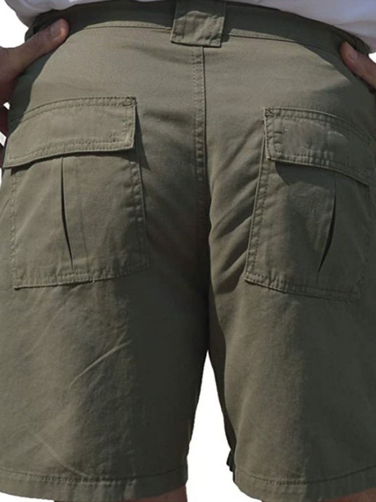 Rak Ficka Enfärgad Mäns Casual Zipper Shorts