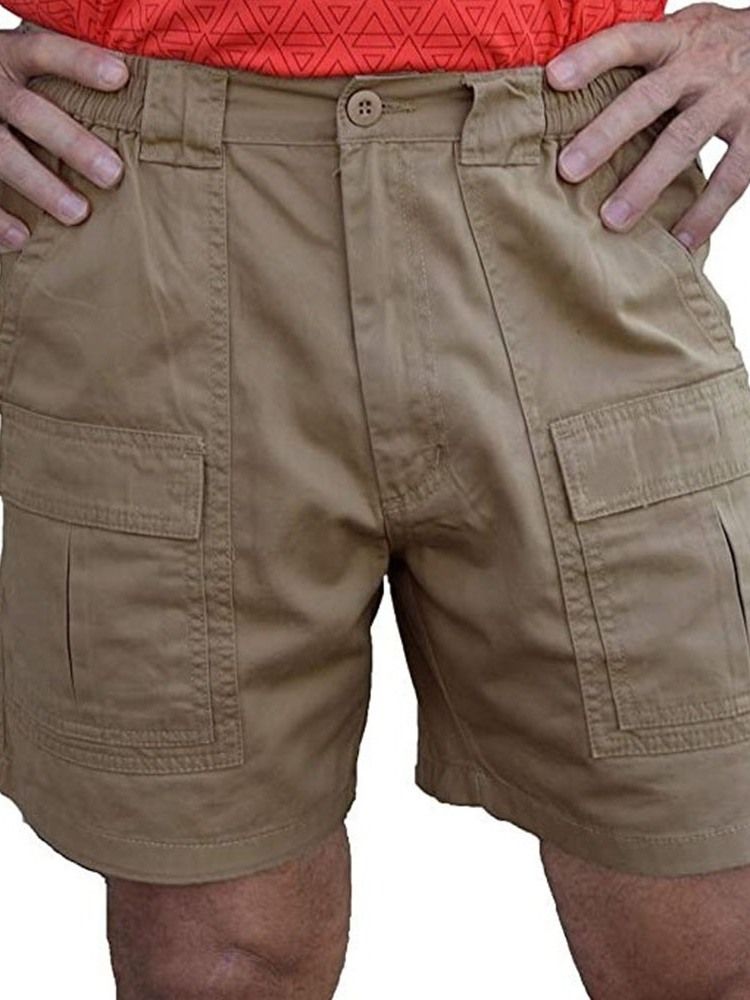 Rak Ficka Enfärgad Mäns Casual Zipper Shorts