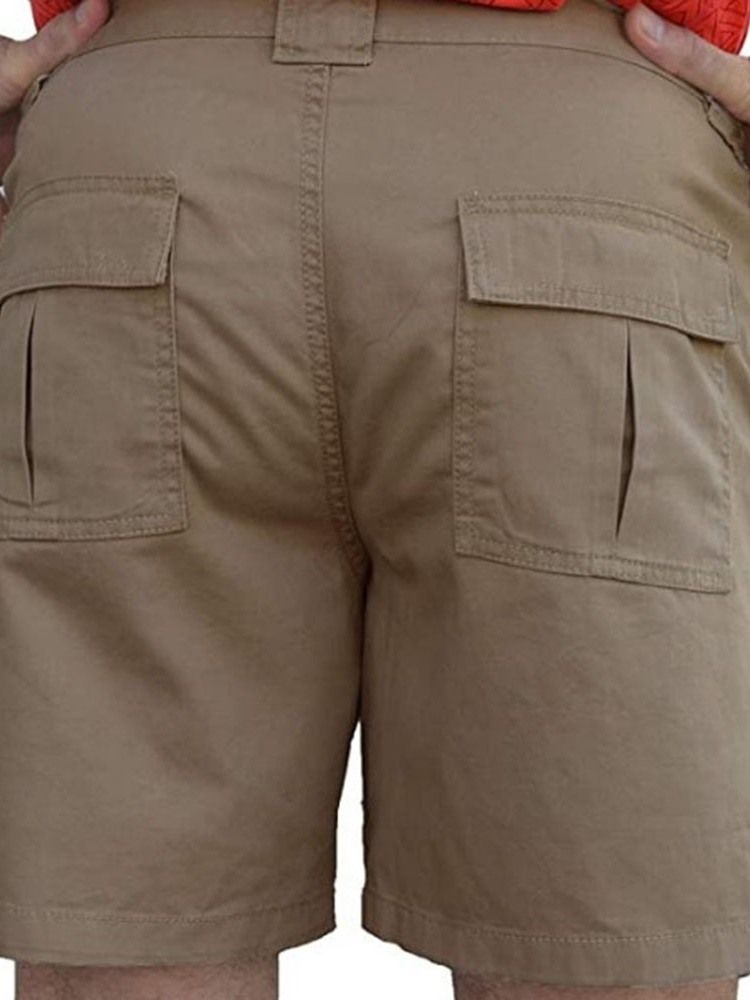 Rak Ficka Enfärgad Mäns Casual Zipper Shorts