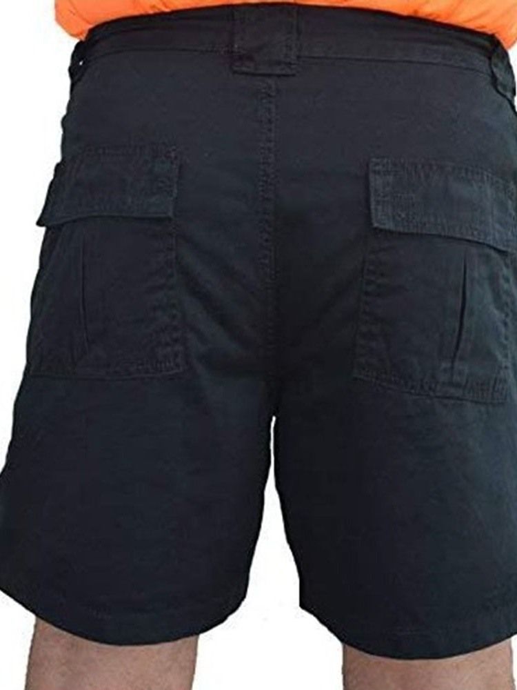 Rak Ficka Enfärgad Mäns Casual Zipper Shorts