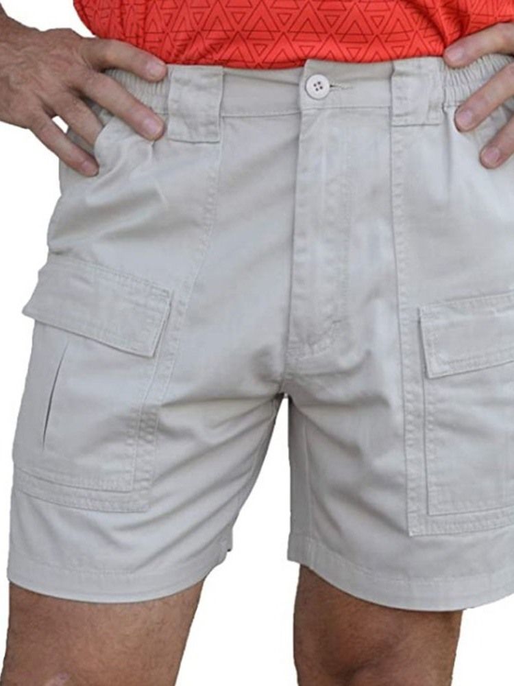 Rak Ficka Enfärgad Mäns Casual Zipper Shorts