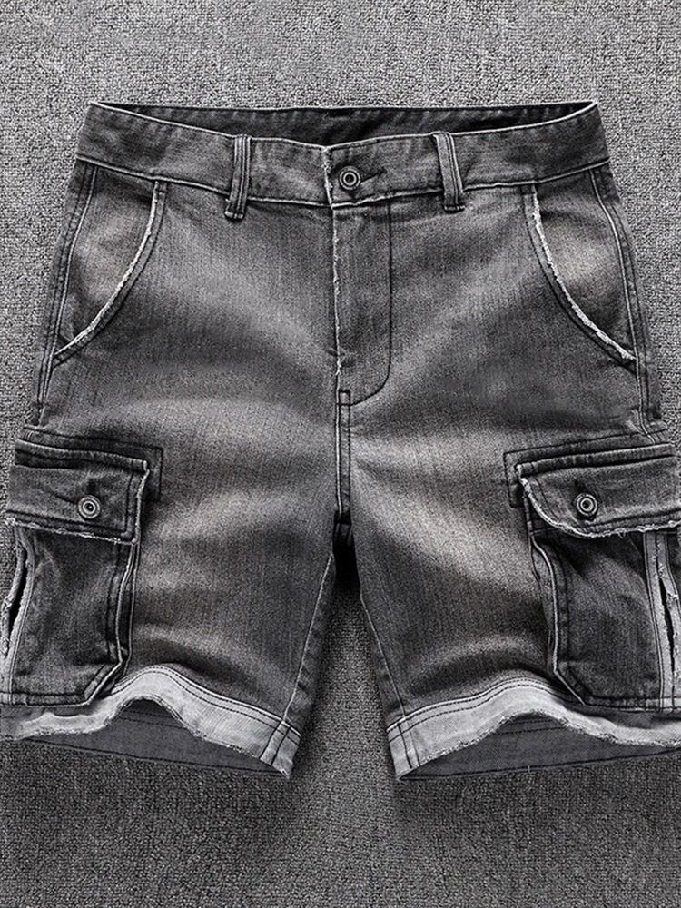 Rak Midja Dragkedja För Män Jeansshorts