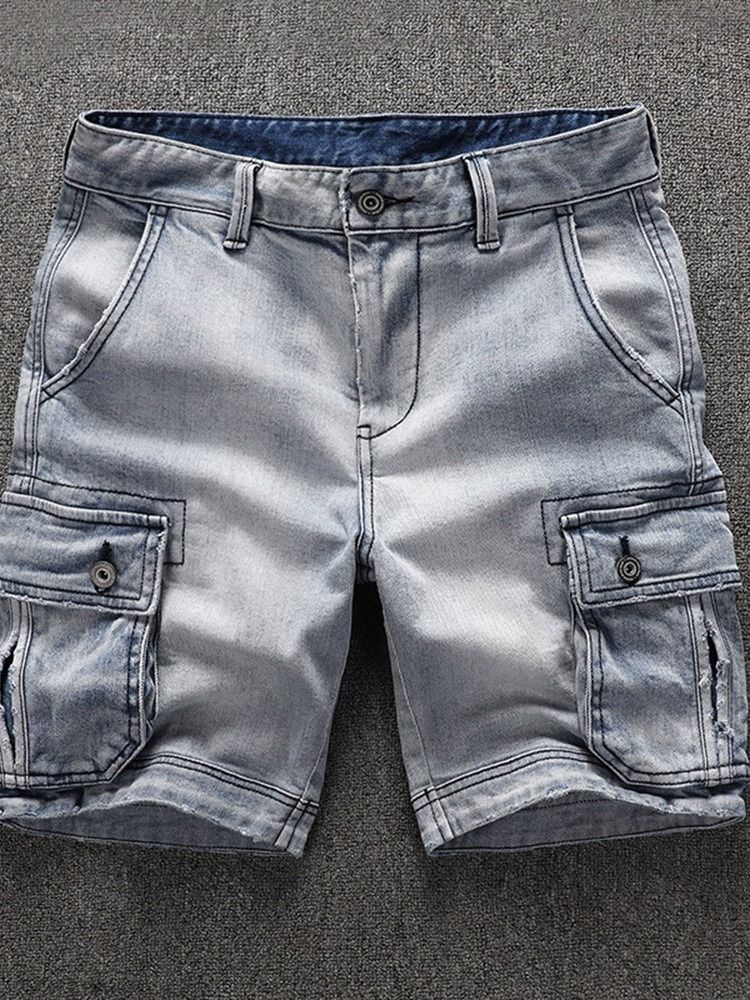 Rak Midja Dragkedja För Män Jeansshorts