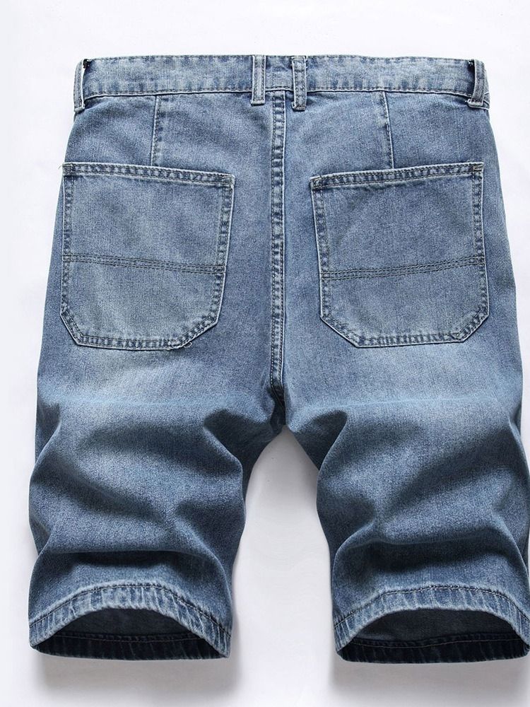 Raka Ficka Jeansshorts För Män