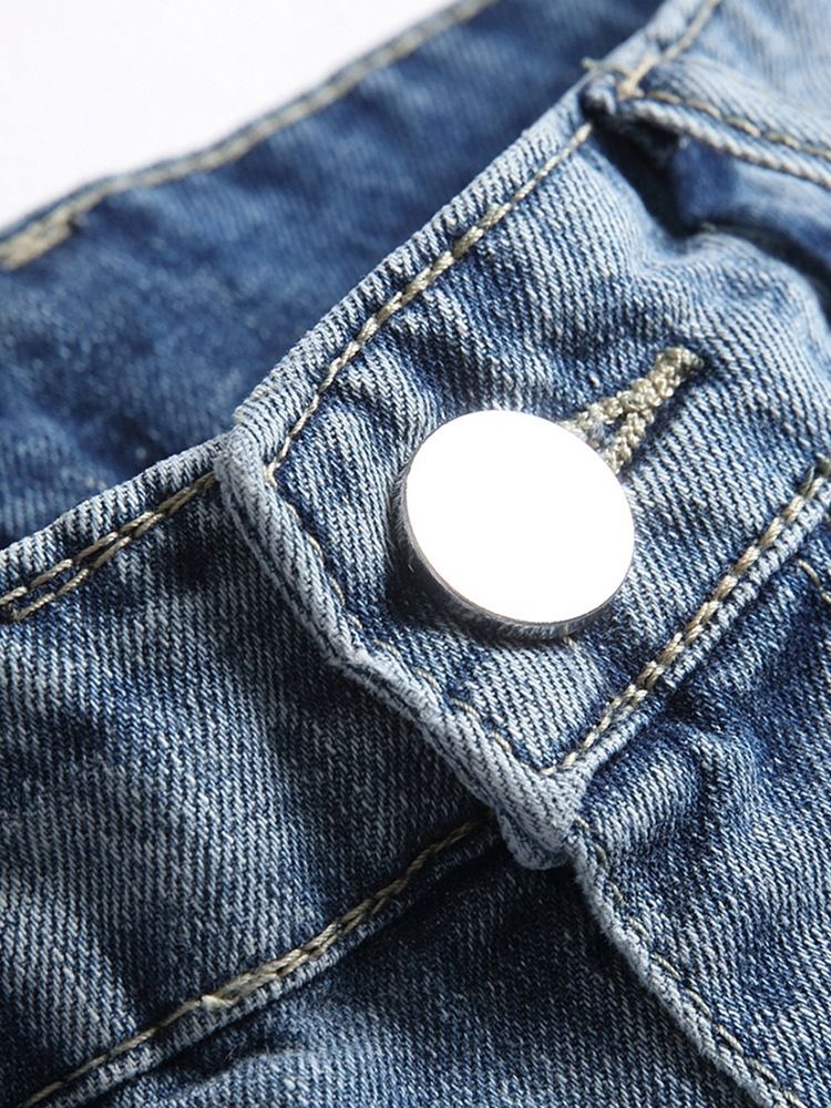 Raka Ficka Jeansshorts För Män